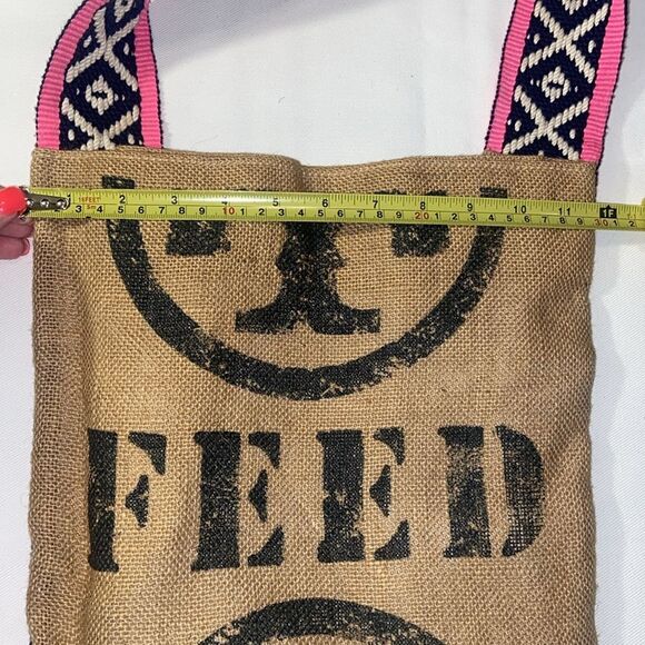 Collaboration TORY BURCH Burlap HOLT RENFREW FEED BAG Shoulder Cross Body Pink - Picture 12 of 16
